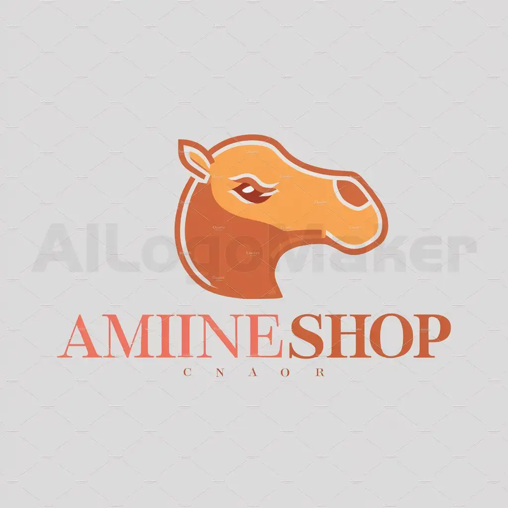 a logo design,with the text "AMIINESHOP", main symbol:tete un chameau couleur #FF5733,Moderate,clear background
