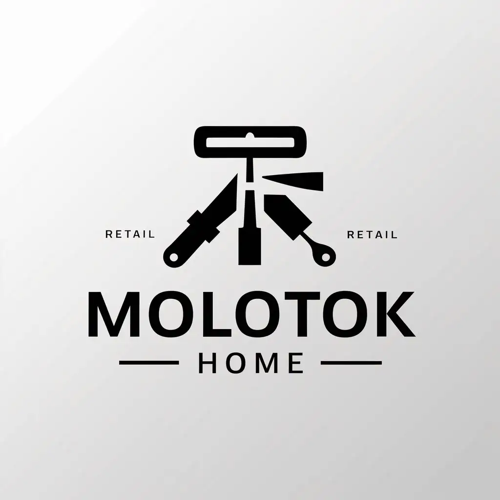 a logo design,with the text "Molotok Home", main symbol:Tools,Moderate,be used in Retail industry,clear background