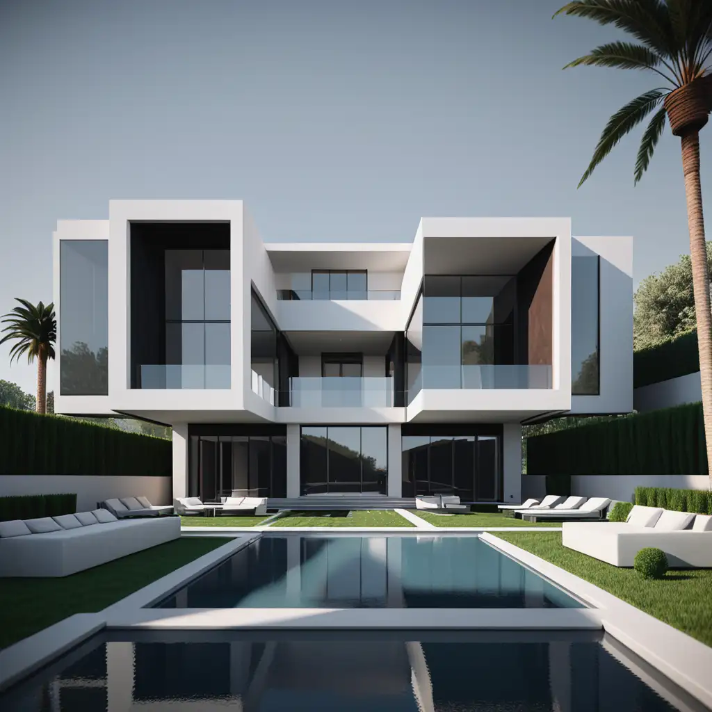 Luxurious 3D Modern Mansion with Elegant Interior Design