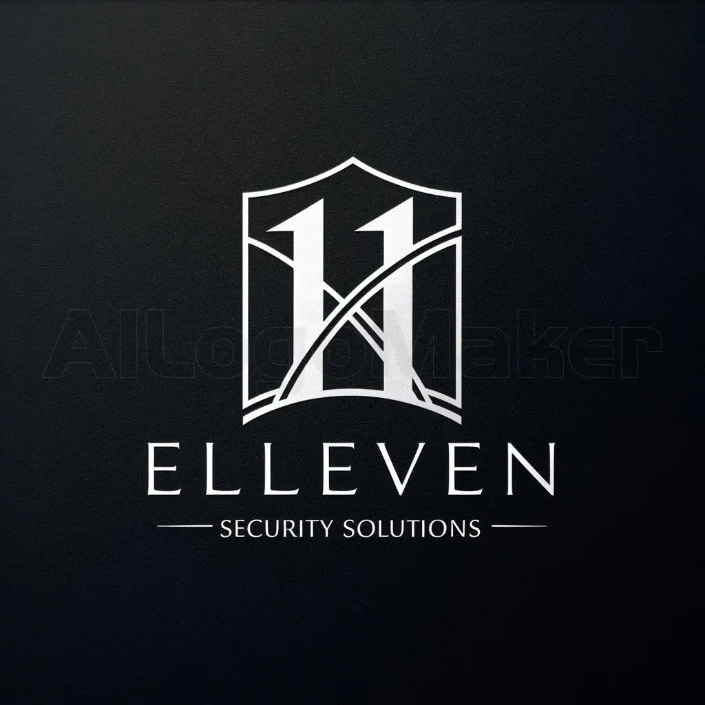 a logo design,with the text 'Eleven Solutions Security', main symbol:Make a logo for me similar to the Louis Vuitton logo with the number 11 and in between the numbers, write 'Elleven Security Solutions'.  Logo Symbol: the background is a white crest.  Industry: Security.  Background should be black,Minimalistic,be used in security industry,clear background