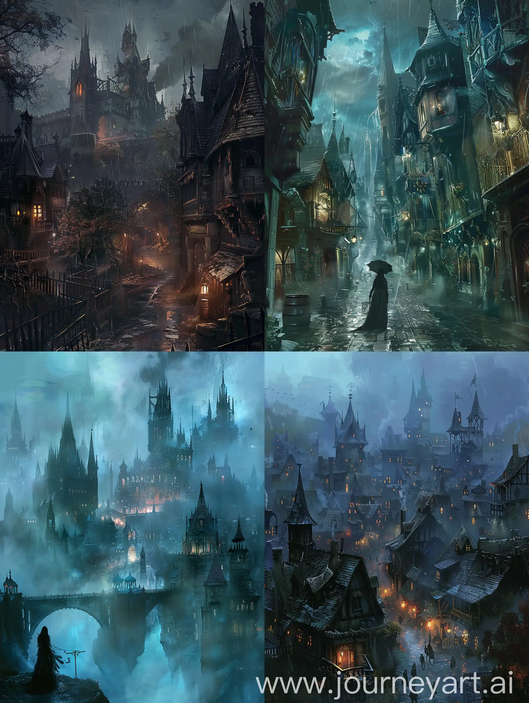 Magical gothic witches' city