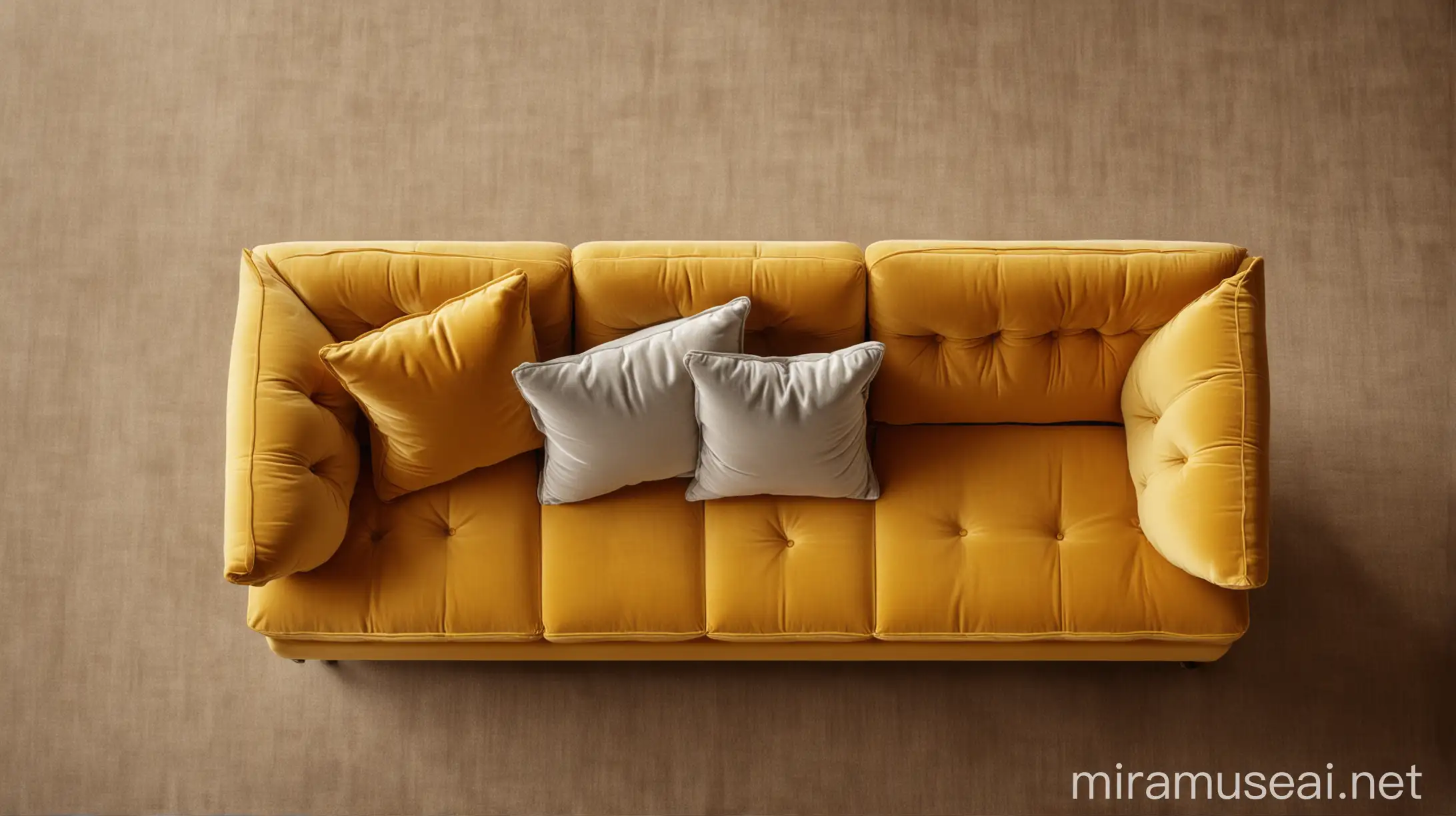 Saffron Velvet Sofa Luxurious TopView Furniture Shot