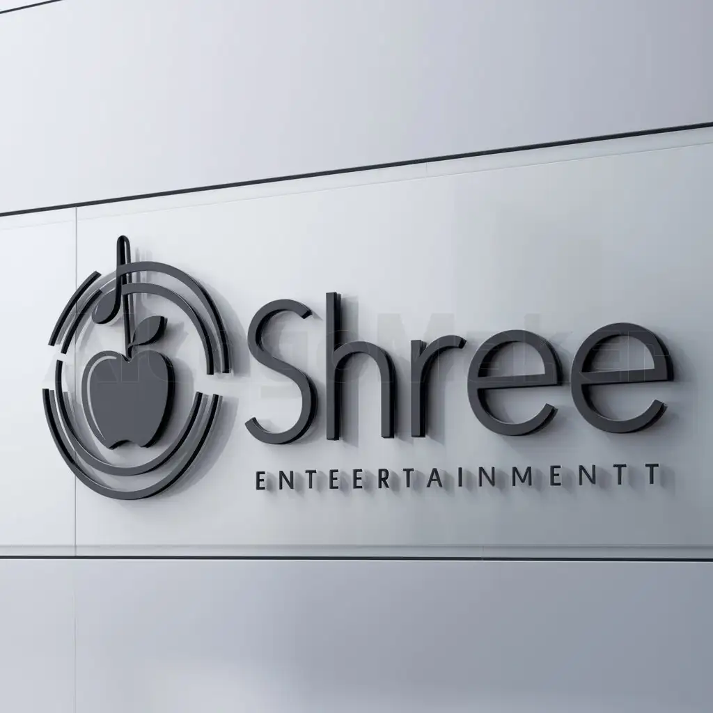 LOGO-Design-For-Shree-Minimalistic-Apple-Musical-Band-Emblem-for-Entertainment-Industry