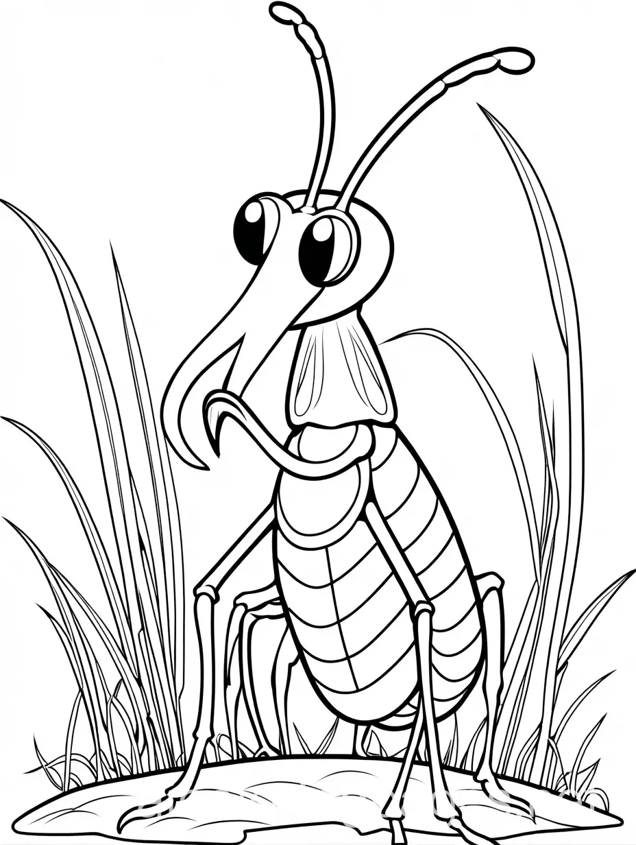A weevil with a long snout, munching on a grain of wheat.
, Coloring Page, black and white, line art, white background, Simplicity, Ample White Space. The background of the coloring page is plain white to make it easy for young children to color within the lines. The outlines of all the subjects are easy to distinguish, making it simple for kids to color without too much difficulty