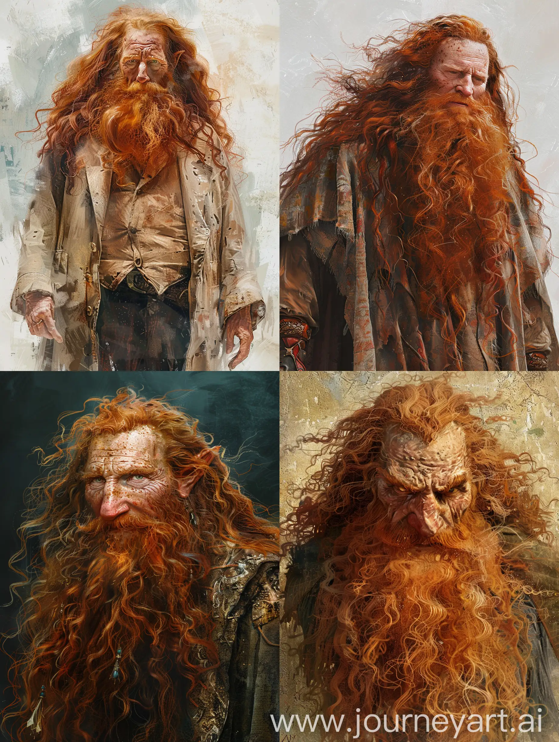 Starting point of details; imagination and fantasy brought to life through ai creativity, megapixels, painting, photo realism, waist up wide shots, intricate immense details bringing characters of story to life.

Subject details 1; a supernatural older magical man of historic world renowned abilities. 

Subject details 2; long red hair and beard, crooked nose, tall and imposing and calm.

Detail style and color; detailed paiting by gaston bussiere, craig mullins, Impressionism, impasto, baroque, impressionist, mythological oil painting watercolor painting, -- iw 1.6