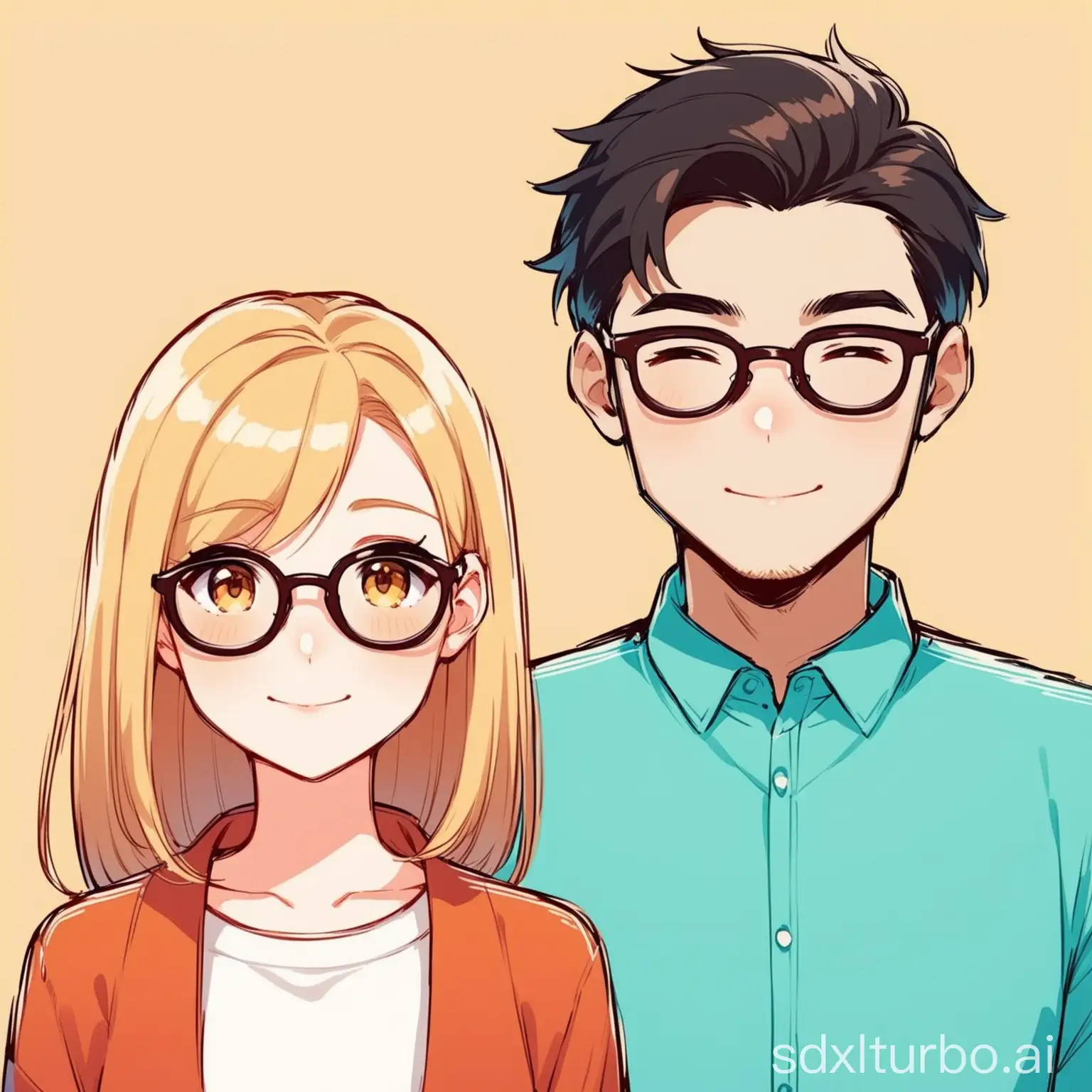 Adorable-Couple-Avatar-in-Glasses-and-without-Glasses-Side-by-Side