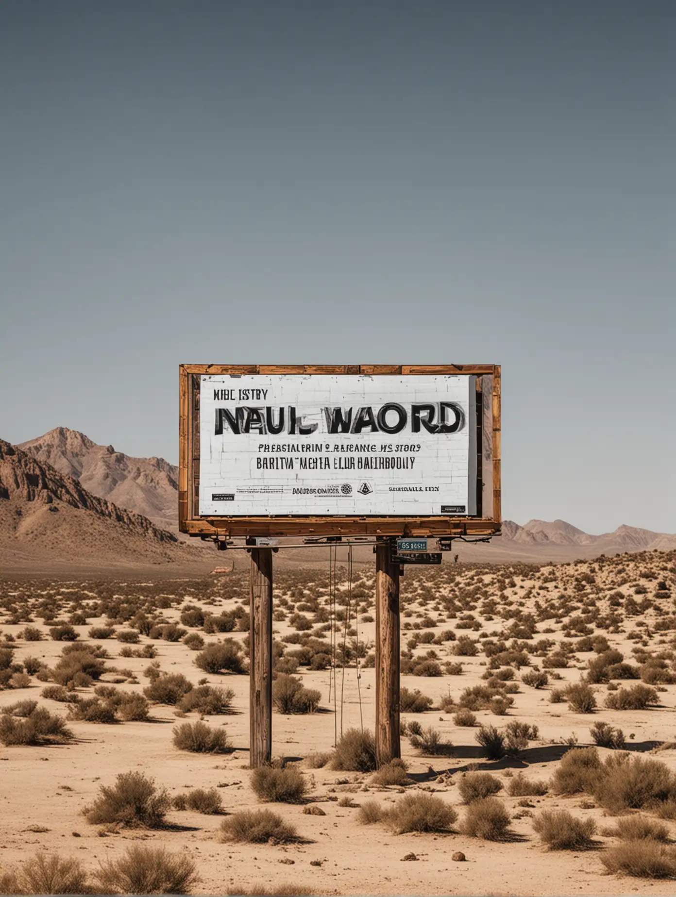 Vast Desert Landscape Billboard Featuring Bold Advertising in Isolated Terrain