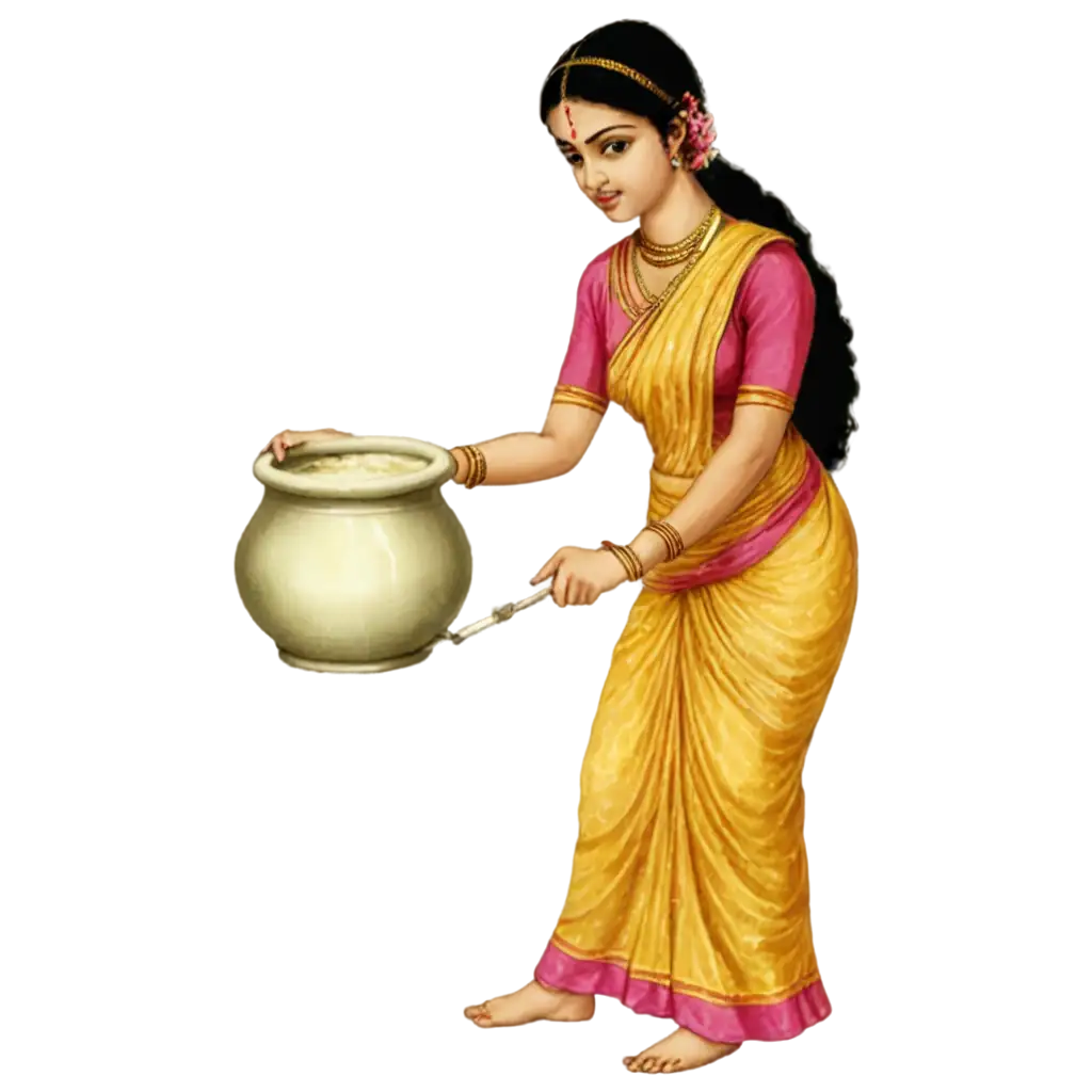 HighQuality-PNG-Image-of-Yashoda-Churning-Milk-Enhance-Your-Content-with-Clarity-and-Detail