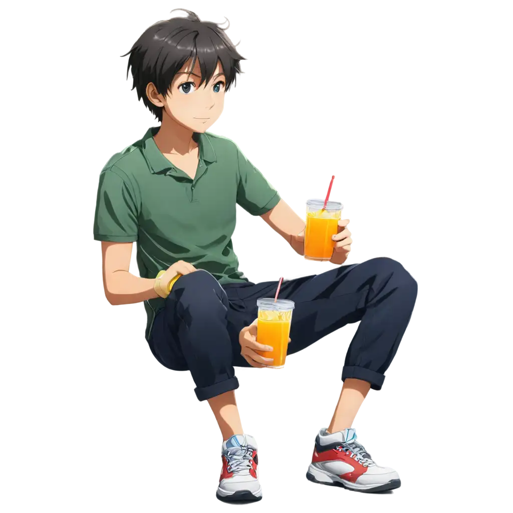 Vibrant-Anime-Character-Boy-Enjoying-Juice-Exquisite-PNG-Image-for-Online-Expression
