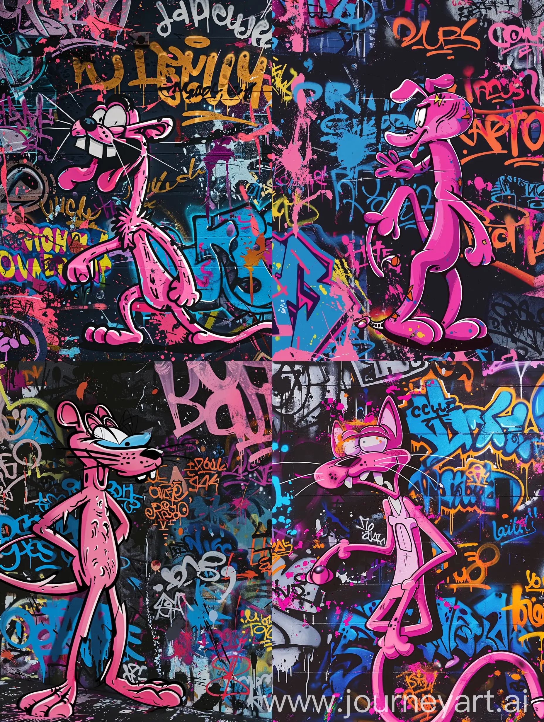 Fantasy-Illustration-of-Jacques-Clouseau-Pink-Panther-Character-in-Urban-Graffiti-Setting