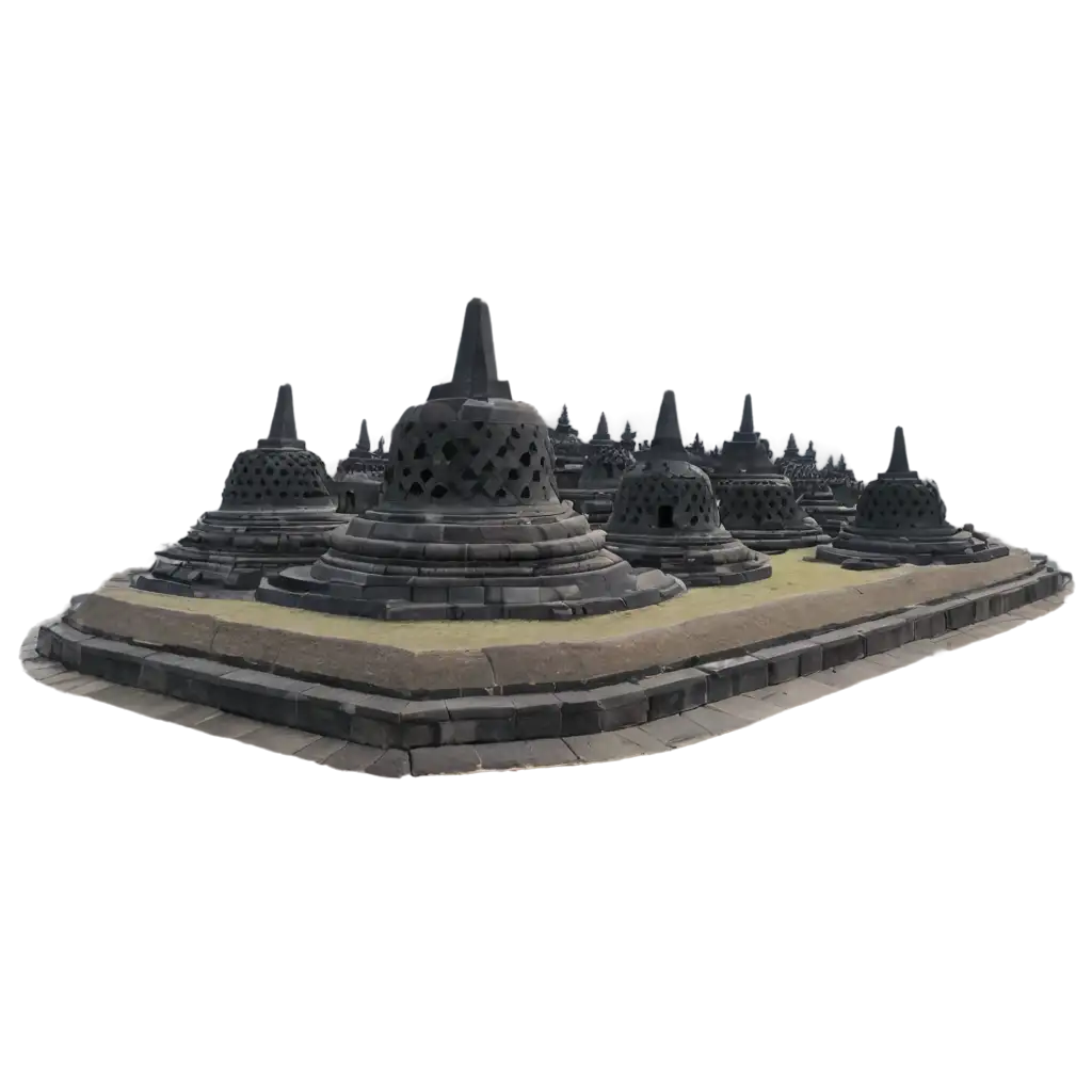 Exquisite-PNG-Rendering-of-Borobudur-Temple-Enhancing-Clarity-and-Detail