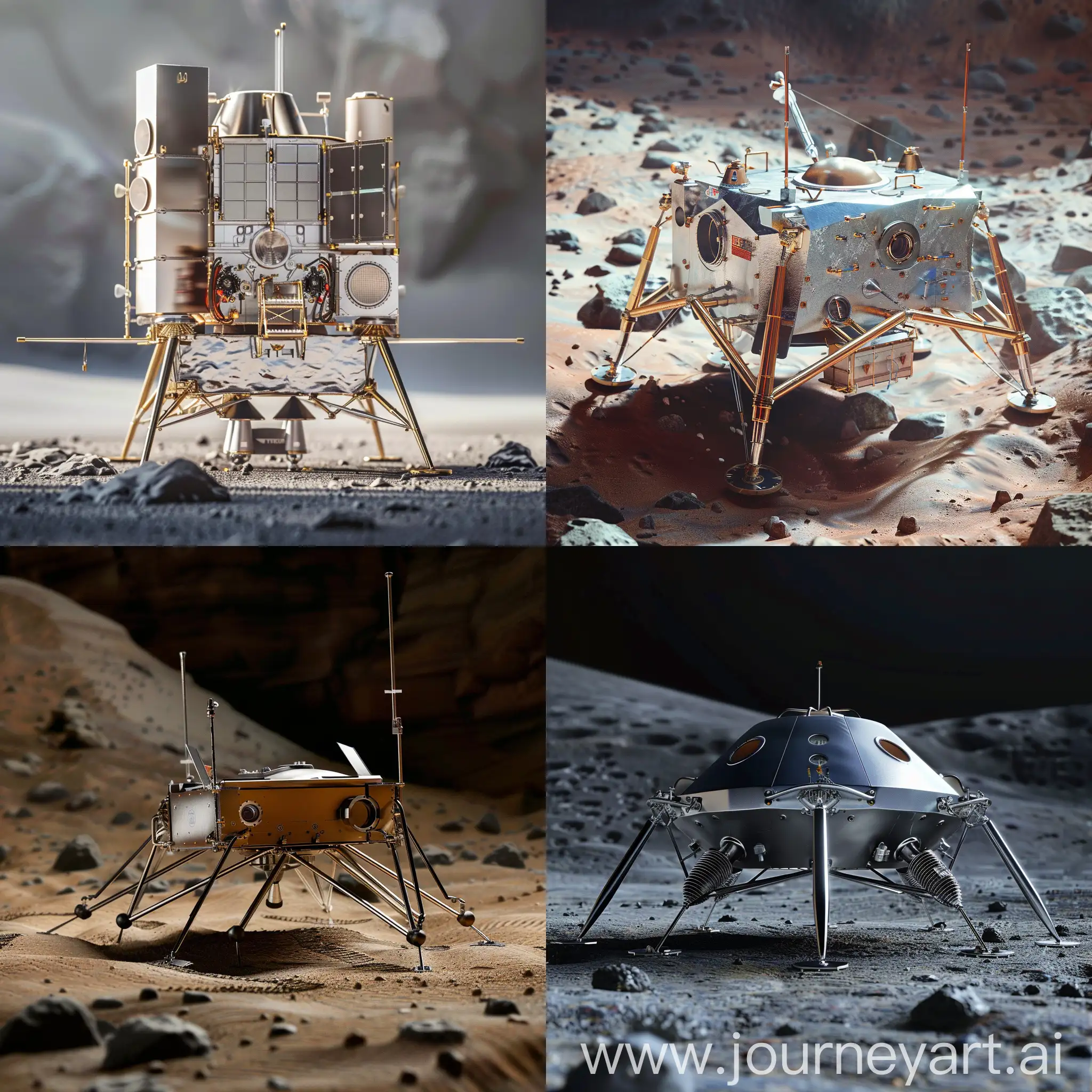 Lander-Spacecraft-with-Aluminum-Body-on-Lunar-Surface