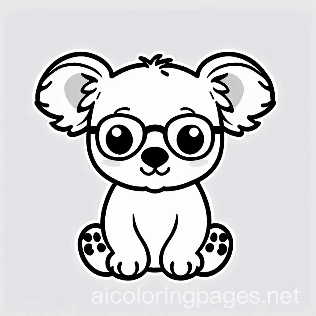 Cute-Baby-Koala-Wearing-Glasses-Coloring-Page-Line-Art-on-White-Background