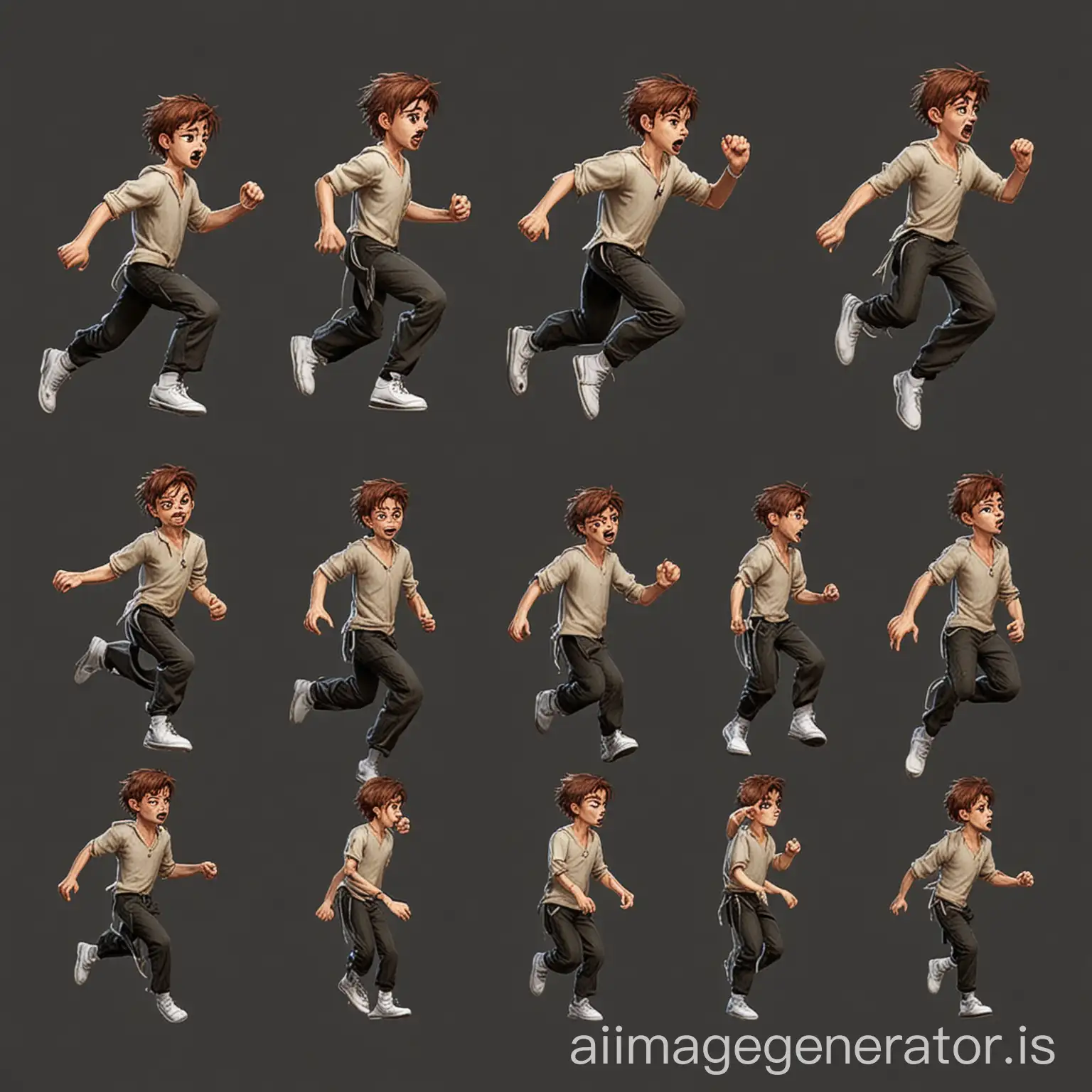 boy sprite animation sheet running,jump,death,fighting png