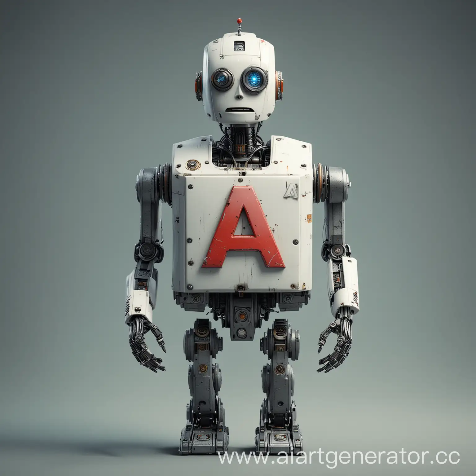 Robot-with-Letter-A-Emblem-Standing-Tall