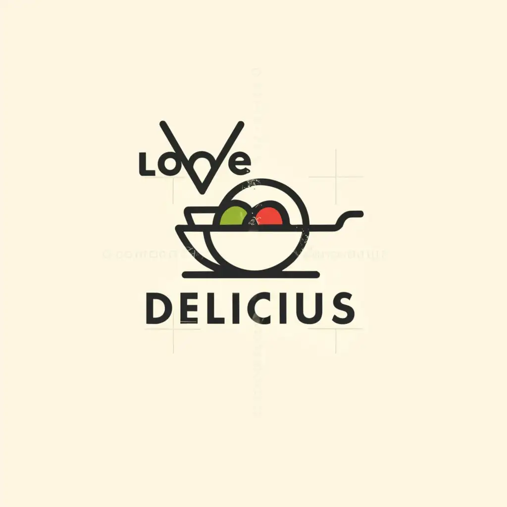a logo design,with the text "love delicious", main symbol:food,Минималистичный,be used in Рестораны industry,clear background