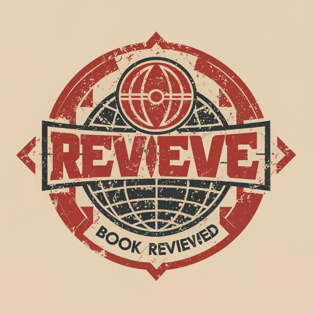 a logo design,with the text "Book Reviewed", main symbol:stop sign red round circular globe vintage,Moderate,be used in Education industry,clear background