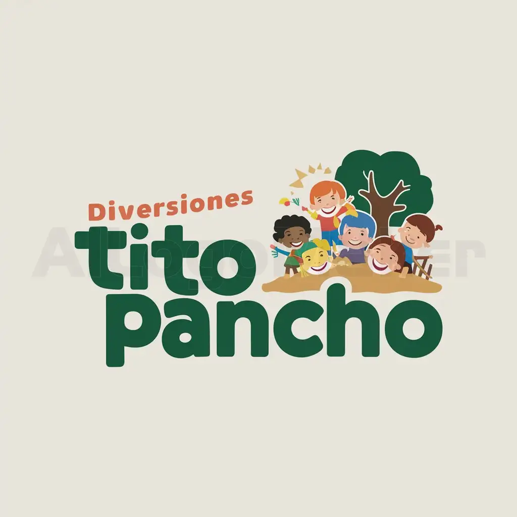 a logo design,with the text "Diversiones tito pancho", main symbol:logo like of children having fun, smiling,,Moderate,clear background
