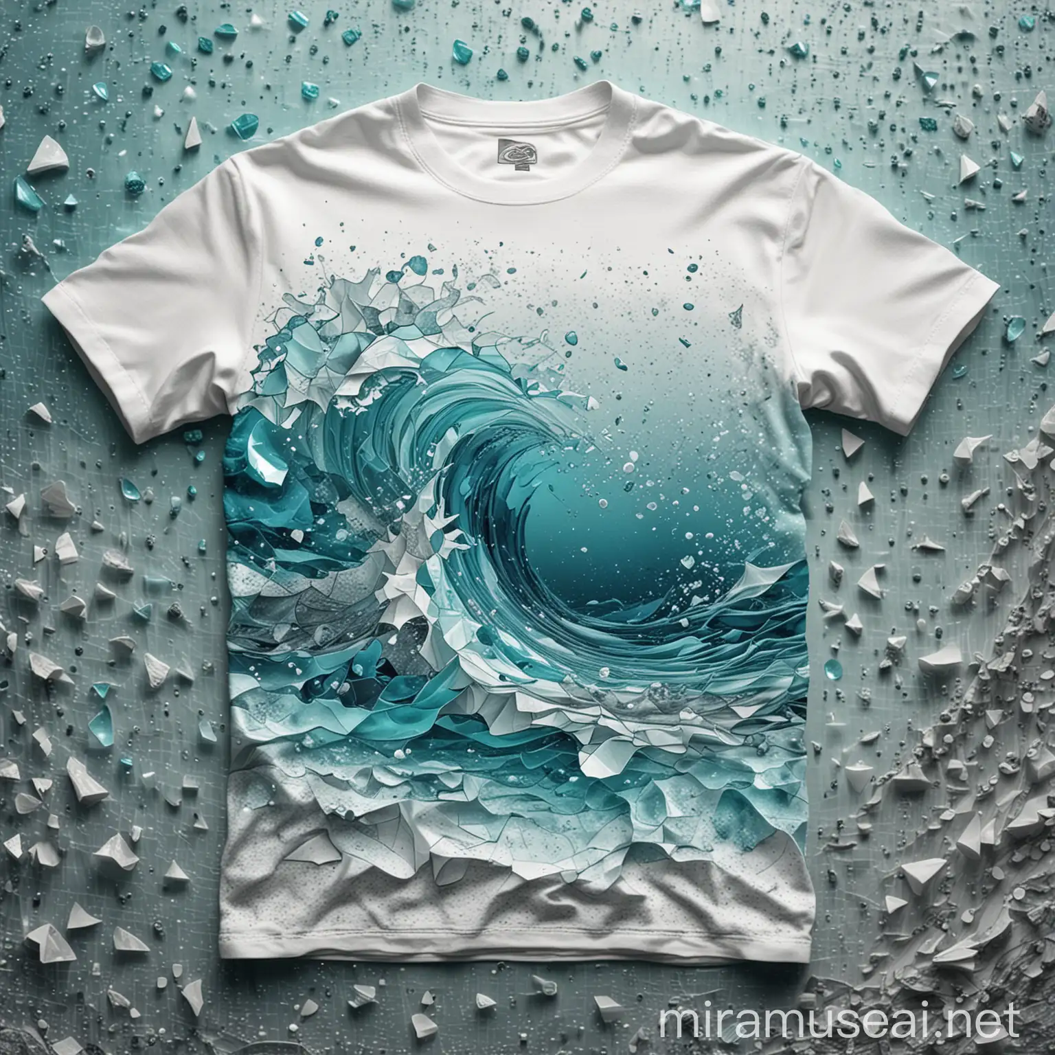 Abstract Mockup TShirt Design with Asymmetrical Sea Waves Pattern
