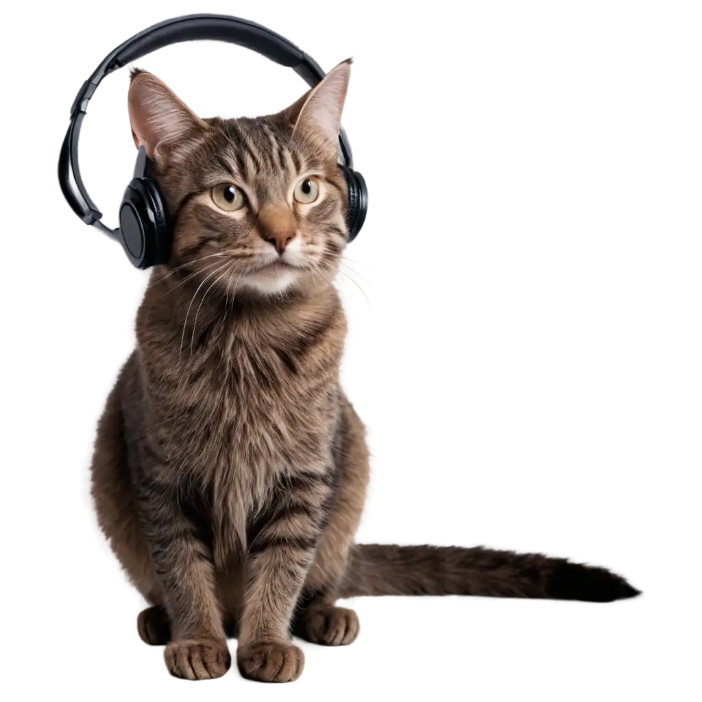Enchanting-PNG-Image-of-a-Cat-Immersed-in-Headphones-A-Captivating-Visual-Experience