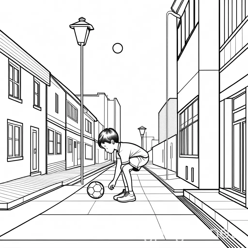 Child-Playing-with-Ball-Near-Sidewalk-Coloring-Page
