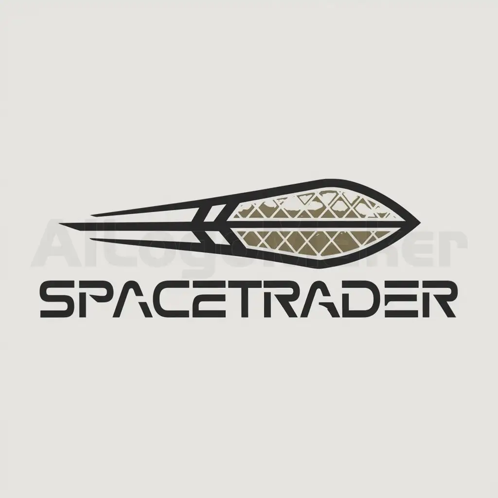 LOGO-Design-For-SpaceTrader-Futuristic-Spaceship-Emblem-on-Clean-Background