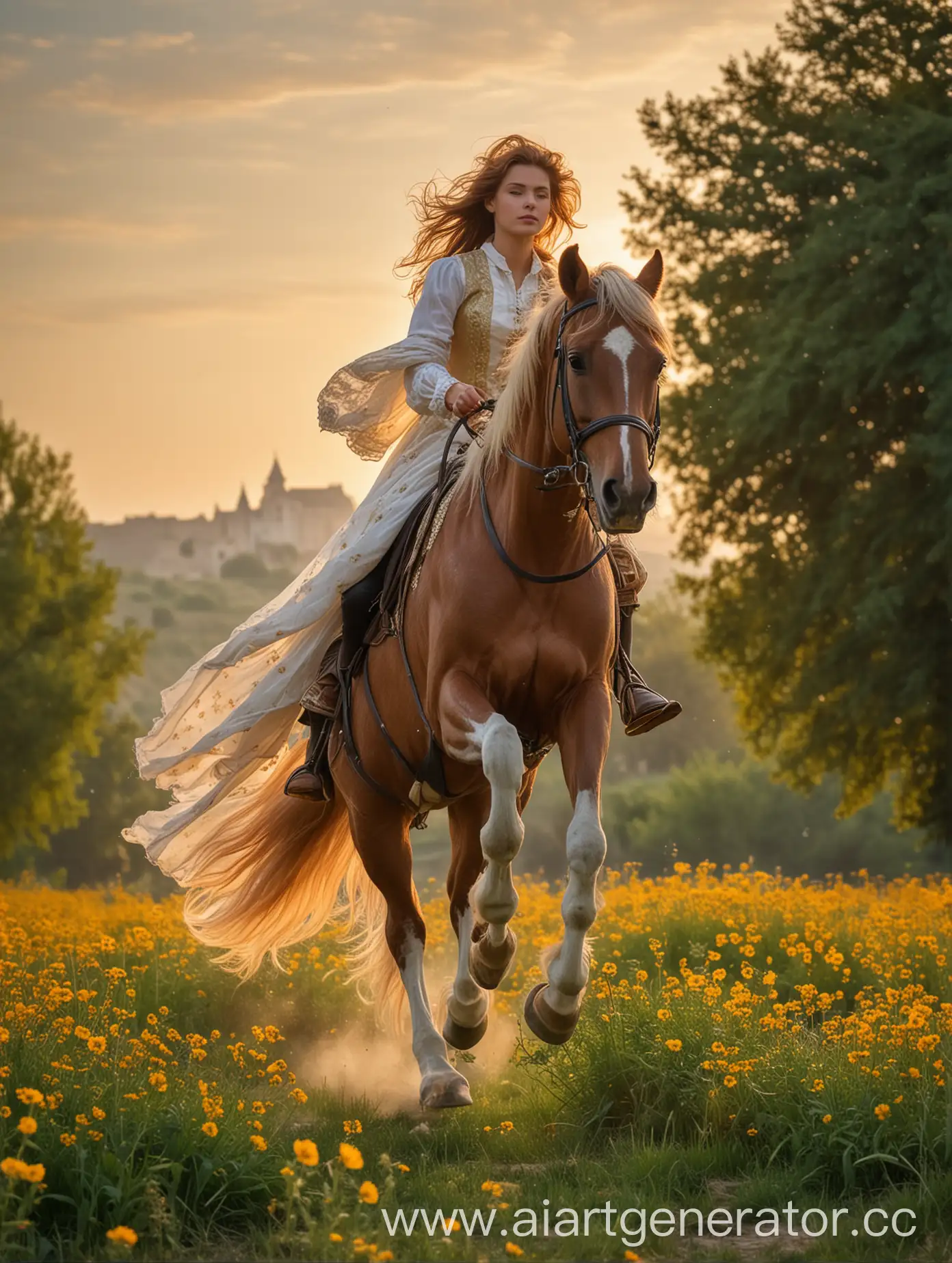 Equestrian-Rider-Embracing-Dawns-Golden-Glow-Amidst-Natures-Majesty