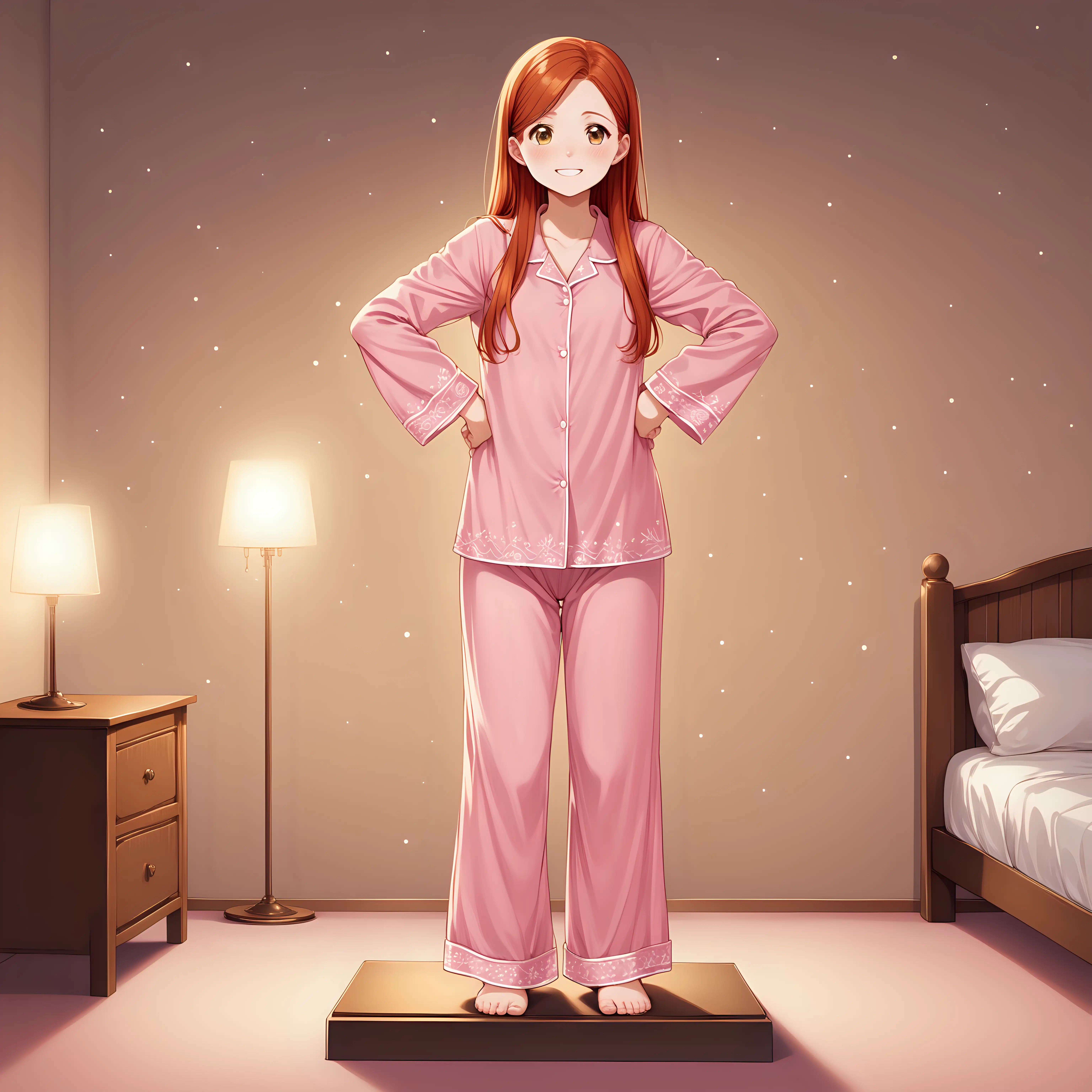 Enchanted Ginny Weasley Poses in Elegant Pink Pajamas