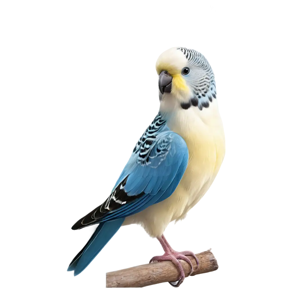 white and blue budgie, animated