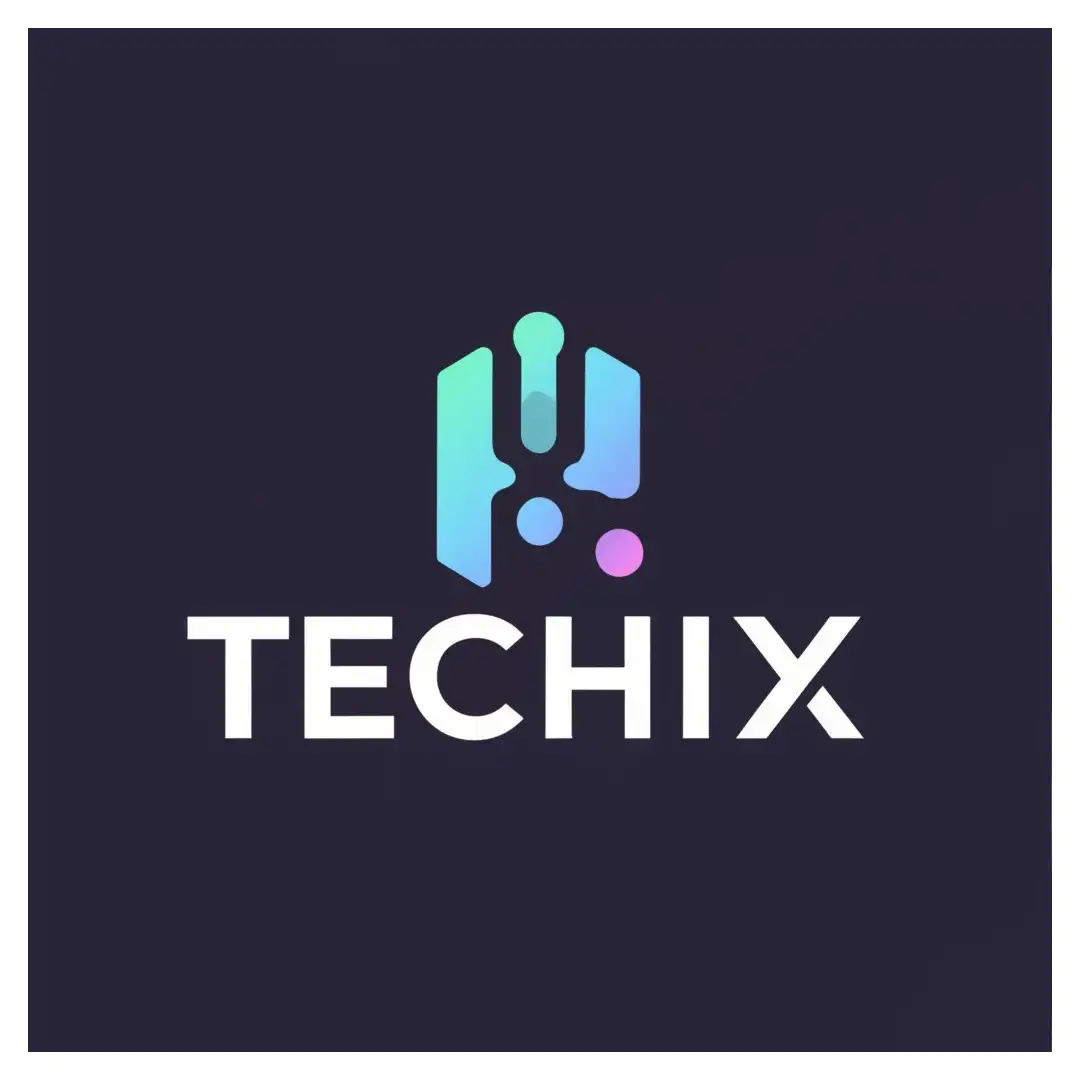 a logo design,with the text "technix", main symbol:pc hardware or hardware/ tech,Moderate,be used in Technology industry,clear background