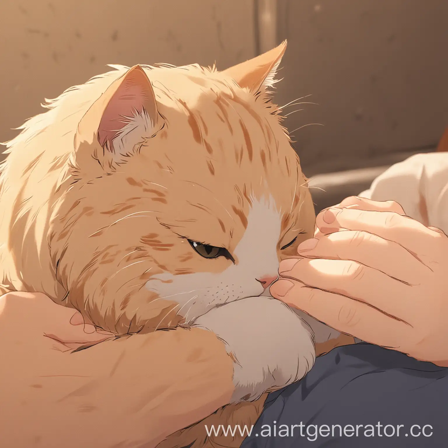 Adorable-Anime-Cat-Petting-Tiny-Person