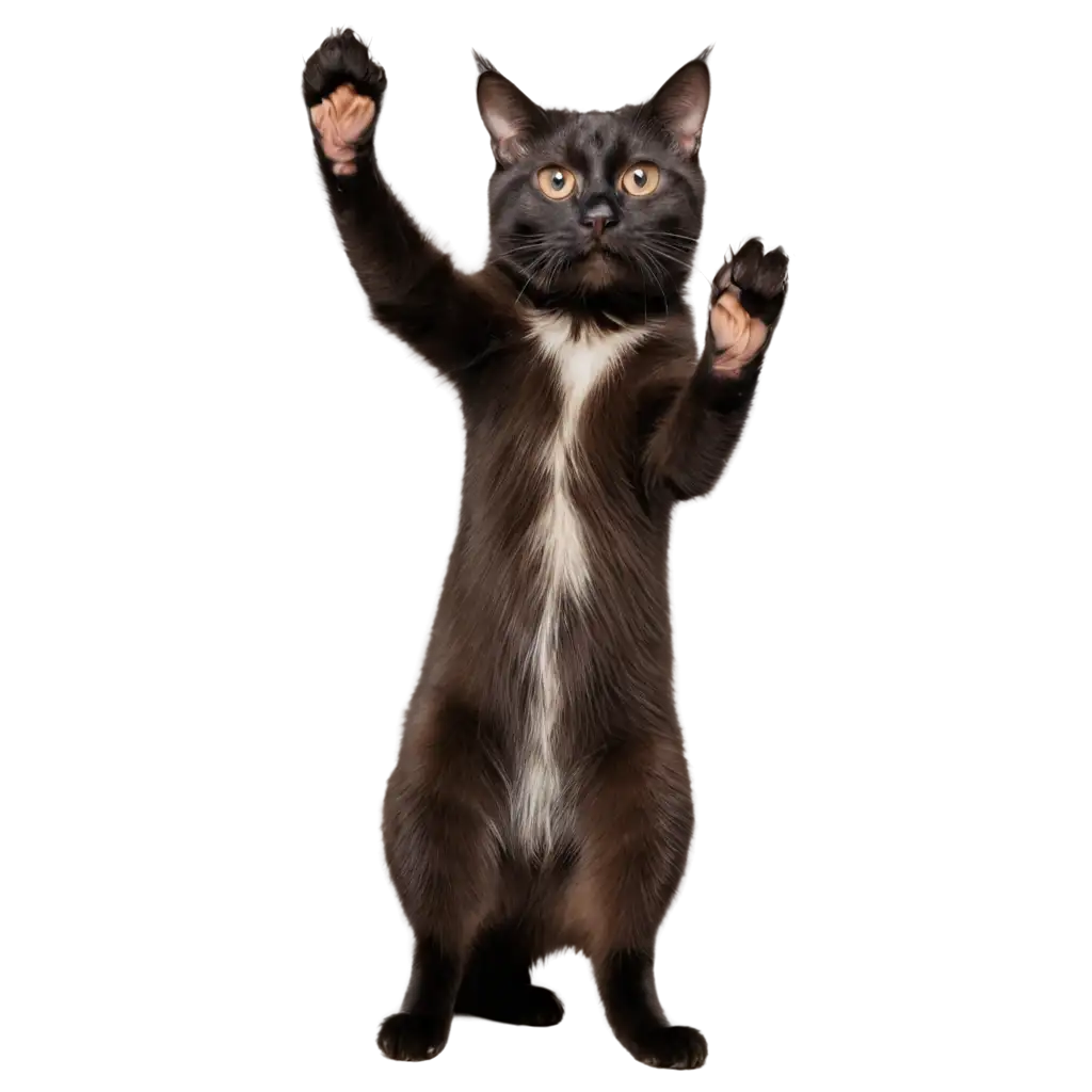 Cat raising its paw in the air
