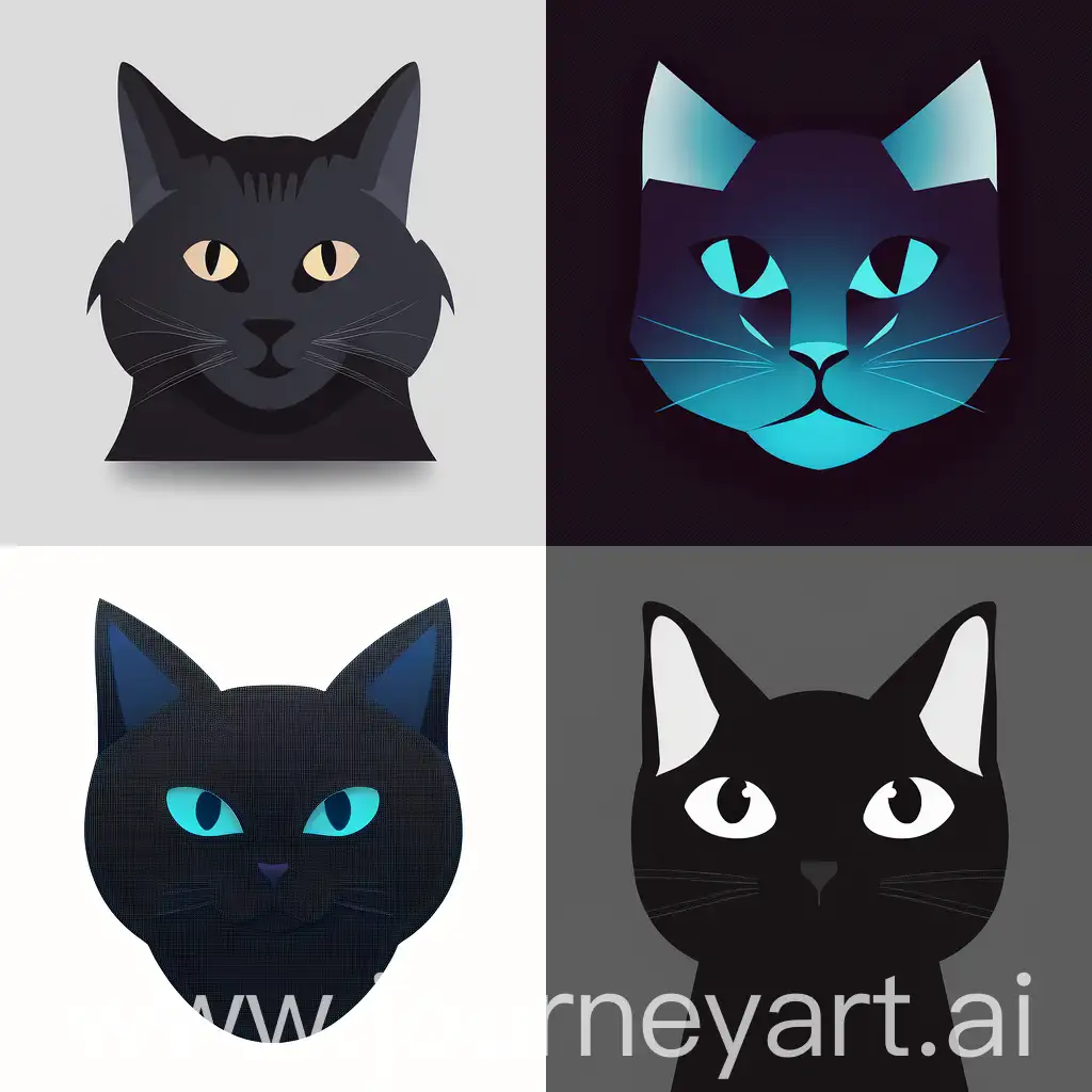 Frontal-View-3D-Animated-Vector-Silhouette-of-a-Cat-Looking-at-Camera