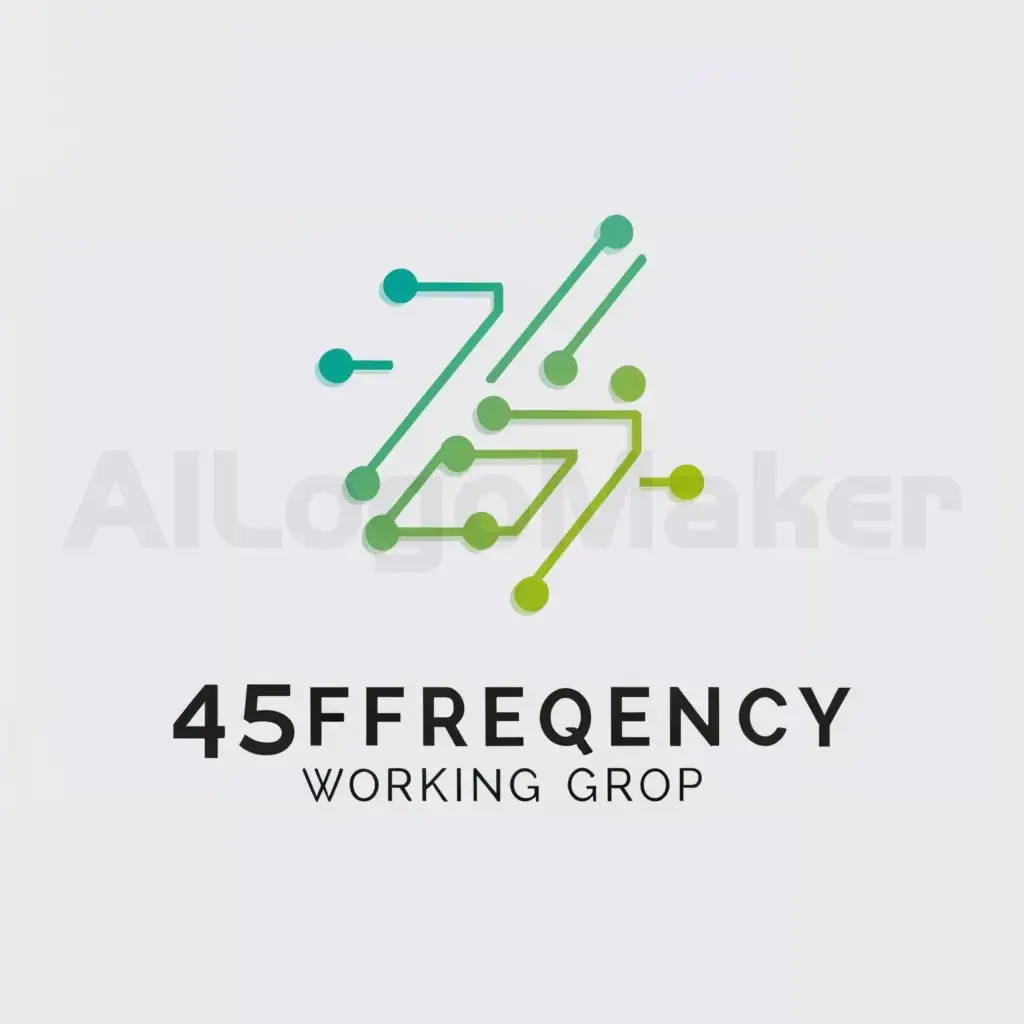 a logo design,with the text "45 Frequency Working Group 45Hz group", main symbol:numbers, technology, circuit boards,Minimalistic,be used in Technology industry,clear background