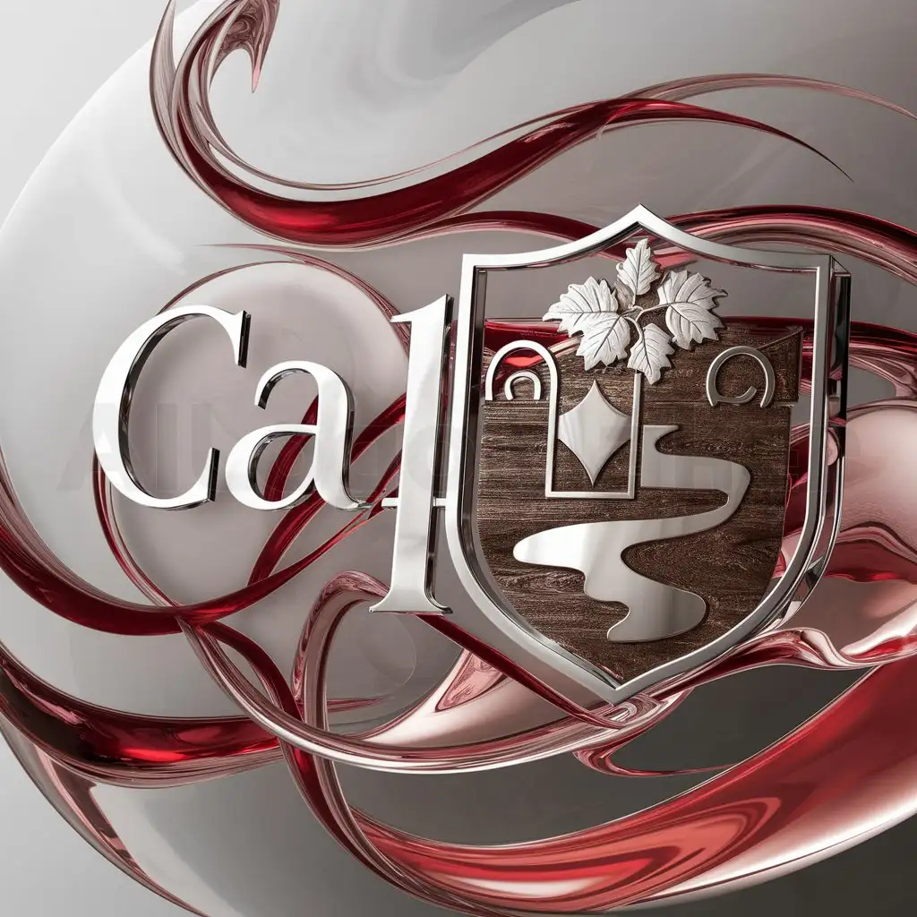 a logo design,with the text "CA", main symbol:grape heraldry shield red wine nature Siberia river alcohol,complex,clear background