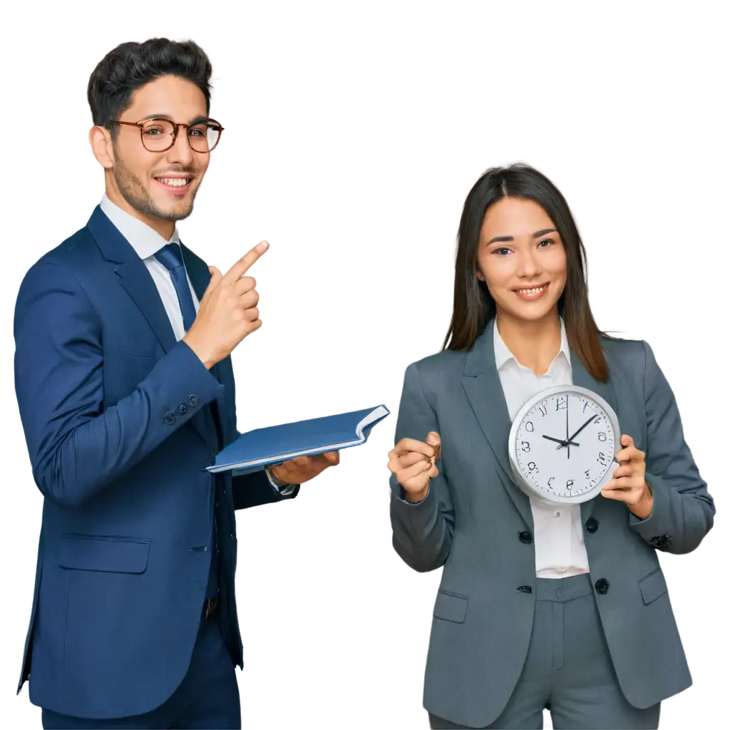 working office worker and a clock
