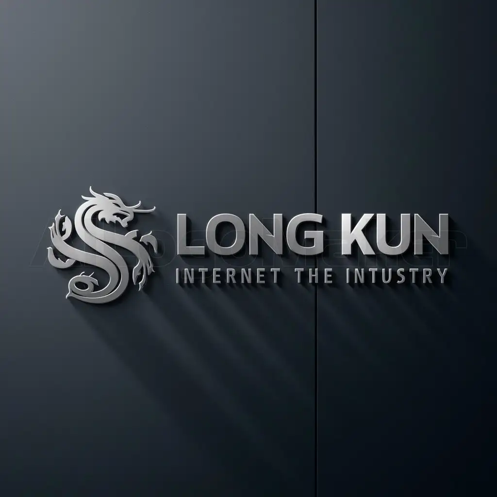 a logo design,with the text "Long Kun", main symbol:Lóng,complex,be used in Internet industry,clear background