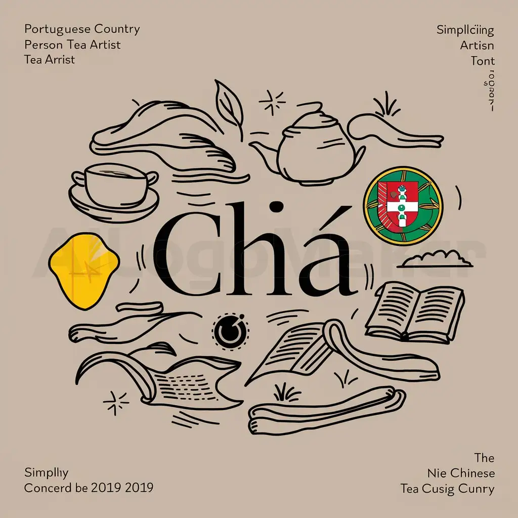 a logo design,with the text "portuguese country person tea artist", main symbol:Design ConceptnnOne: Design PurposenThe design concept for the 'Tea Fun for Porto' project logo aims to embody 'tea' (chá) as its soul, blending Chinese traditional tea culture with elements from the nine Portuguese-speaking countries, demonstrating the unique charm of tea culture and a friendly international exchange atmosphere. The logo is not only a tribute to Chinese tea culture but also serves as a bridge connecting Chinese and Portuguese-speaking cultures.nTwo: Design ElementsnCore vocabulary 'chá' (tea): Present 'chá' in calligraphy or modern art font, highlighting its rich cultural heritage and contemporary aesthetics. The font should be elegant and simple, reflecting traditional charm while catering to modern tastes.nTea culture elements: Subtly incorporate elements from tea performances, such as teapots, cups, and tea leaves, around 'chá'. These elements should be clear, with flowing lines, emphasizing the core values and aesthetics of tea culture.nPortuguese-speaking countries' elements: Incorporate symbols or color schemes from the nine Portuguese-speaking countries, like the shield emblem of Portugal or Brazil's yellow lozenge. These elements should be simplified to maintain a friendly atmosphere for international exchange.n'One Belt One Road' symbol: Strategically place 'One Belt One Road' signature elements, such as ribbons or map outlines, in the logo to emphasize its position and meaning within this initiative.nNarrative elements: Include books or scrolls representing storytelling elements, expressing the project's vision of sharing Chinese tea culture stories and spreading China's voice and cultural charm.nThree: Color ApplicationnThe color scheme combines traditional Chinese colors with those from Portuguese-speaking countries' flags, forming a unique visual style. The primary colors can include green, yellow, red, and blue, catering to the traditional aesthetics of tea culture and symbolizing international exchange diversity.nFour: Overall EffectnThe overall design should be simple yet striking with creative elements, making it easily recognizable as related to tea culture and international exchange. Ensure that each element complements the others, creating a unified visual image. Through this logo design, we aim to accurately convey the core concept of the 'Tea Fun for Porto' project, showcasing the richness and unique charm of Chinese tea culture, while also promoting cultural exchange and cooperation between China and Portuguese-speaking countries.,Moderate,be used in Education industry,clear background