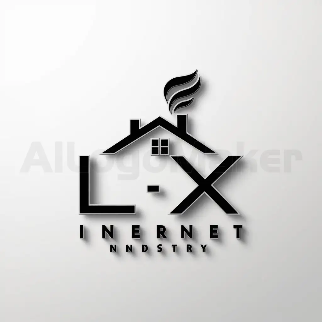 a logo design,with the text "LX", main symbol:a house with a chimney, the smoke from the chimney forms capital letter S,Minimalistic,be used in Internet industry,clear background