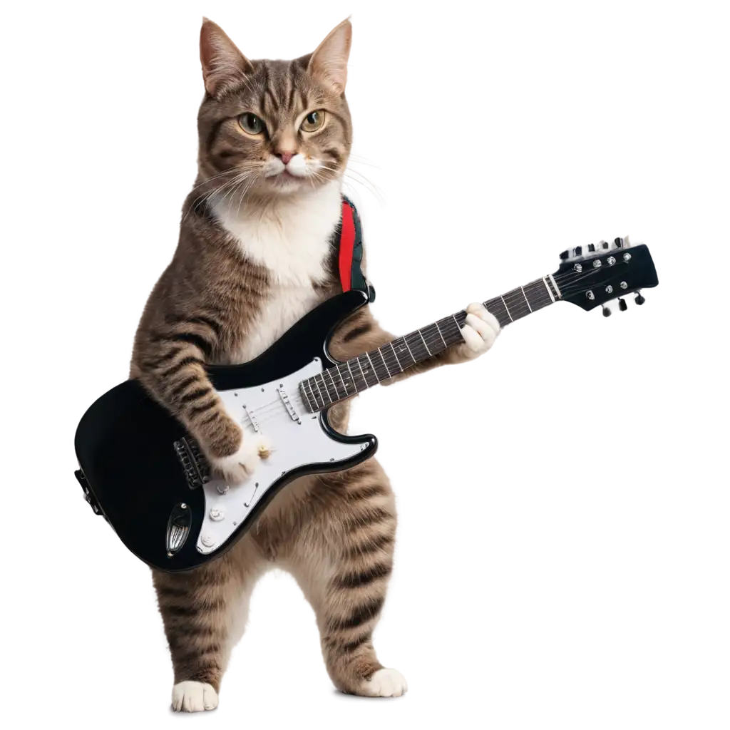 Adorable-Cat-Playing-Guitar-Captivating-PNG-Image-for-Online-Delight