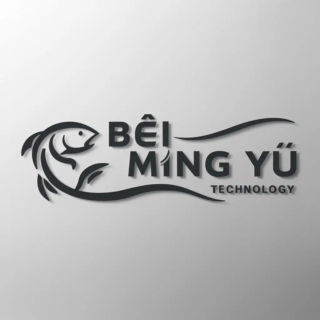 a logo design,with the text "běi míng yú", main symbol:fish,Moderate,be used in Technology industry,clear background