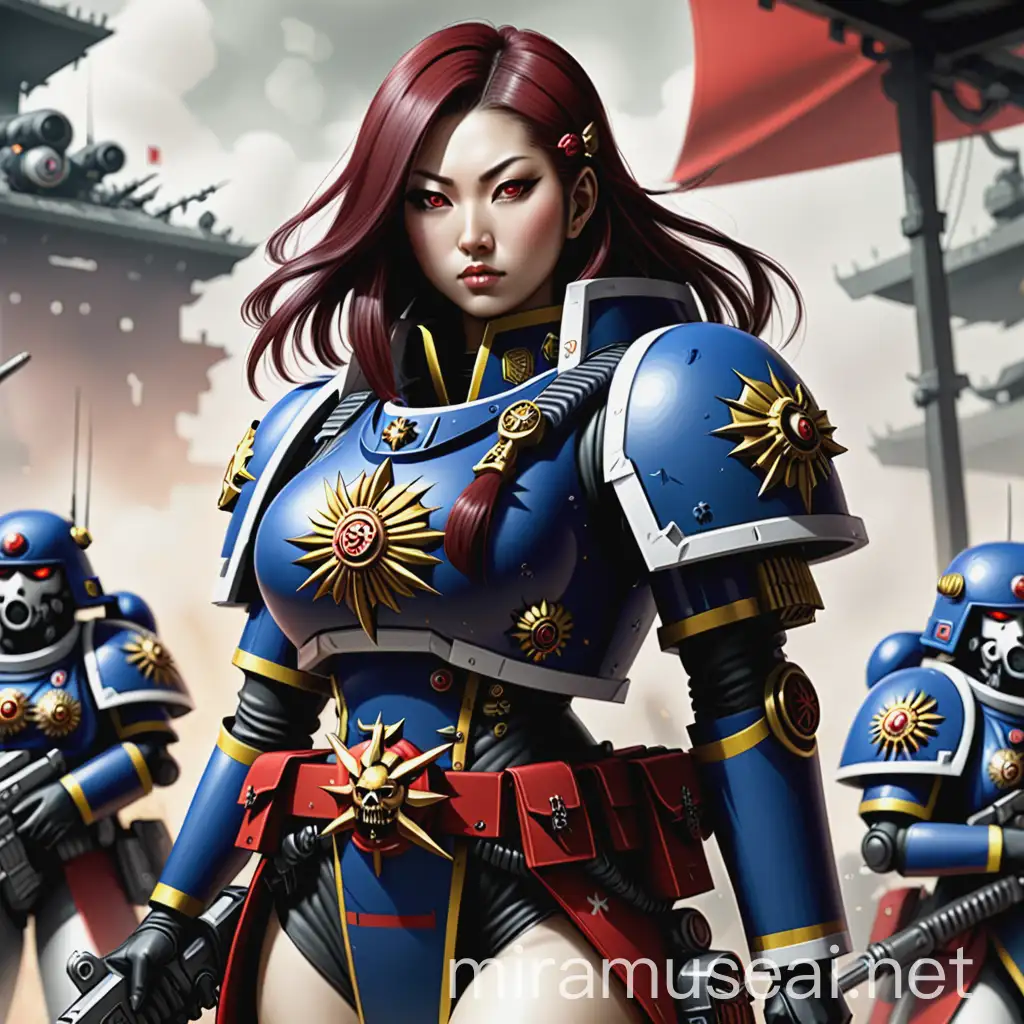 Beautiful Japanese Military Woman in Warhammer 40K