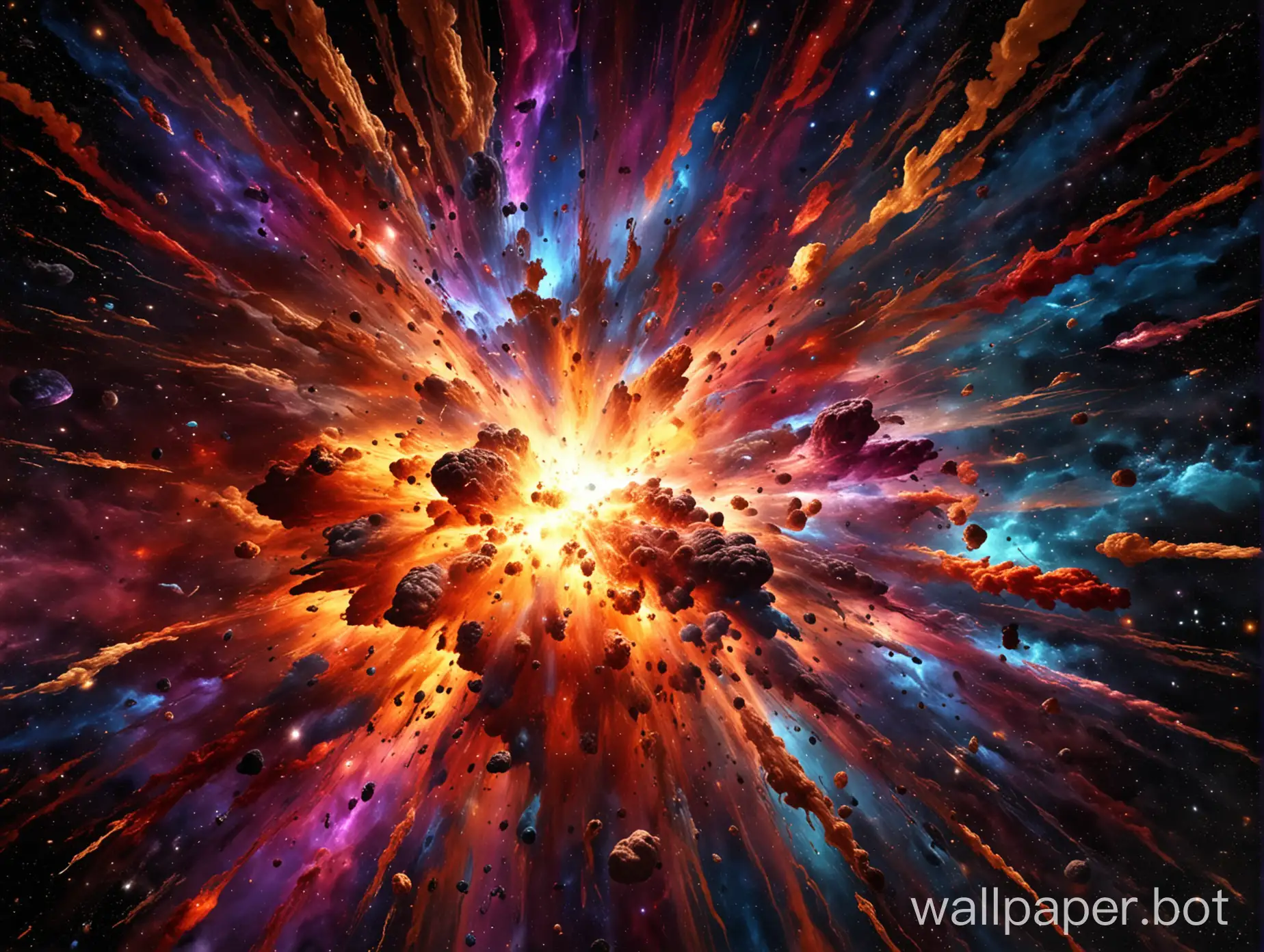 A big explosion of colors throughout the entire universe. High quality. high definition.