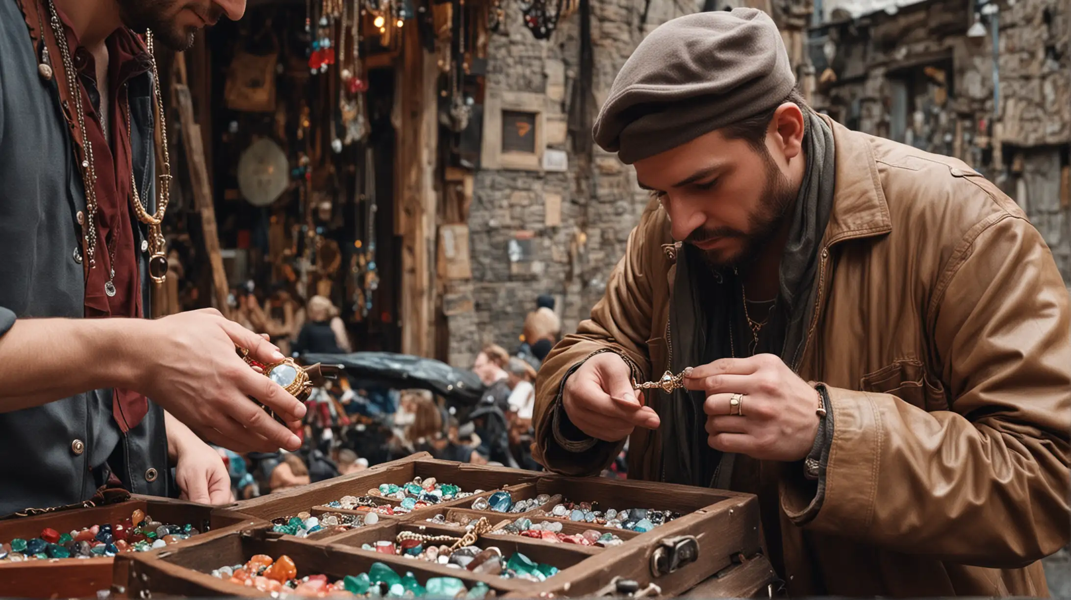 A traveler offers a jeweler to buy a gem from him