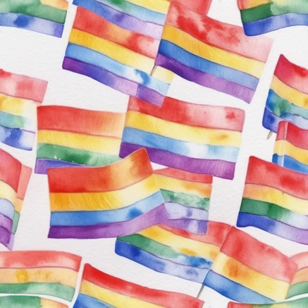 Vibrant Pride Flag Watercolor Art Rainbow Colors Celebration