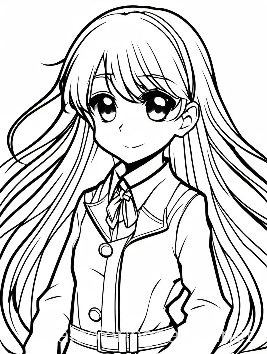 anime characters coloring pages, Coloring Page, black and white, line art, white background, Simplicity, Ample White Space. The background of the coloring page is plain white to make it easy for young children to color within the lines. The outlines of all the subjects are easy to distinguish, making it simple for kids to color without too much difficulty