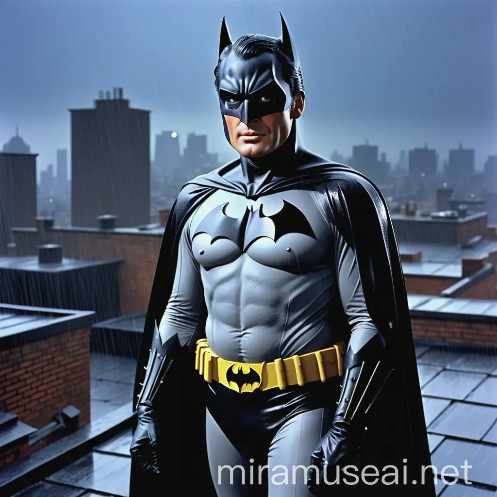 Gregory Peck as Batman on Rainy Rooftop