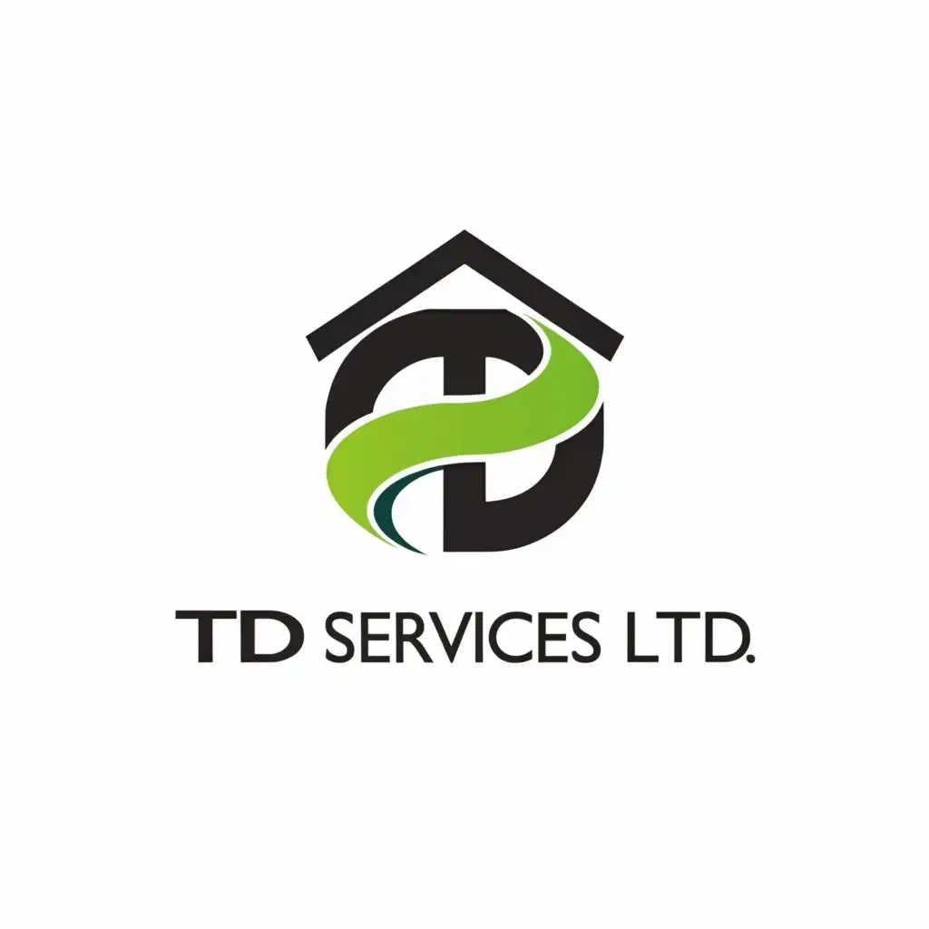 a logo design,with the text "TD Services Ltd. ", main symbol:The letters T & D in a house apex design,Moderate,be used in Real Estate industry,clear background