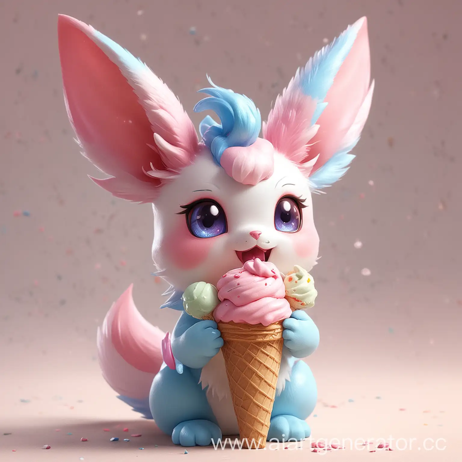 Sylveon-Pokemon-Enjoying-a-Sweet-Ice-Cream-Treat
