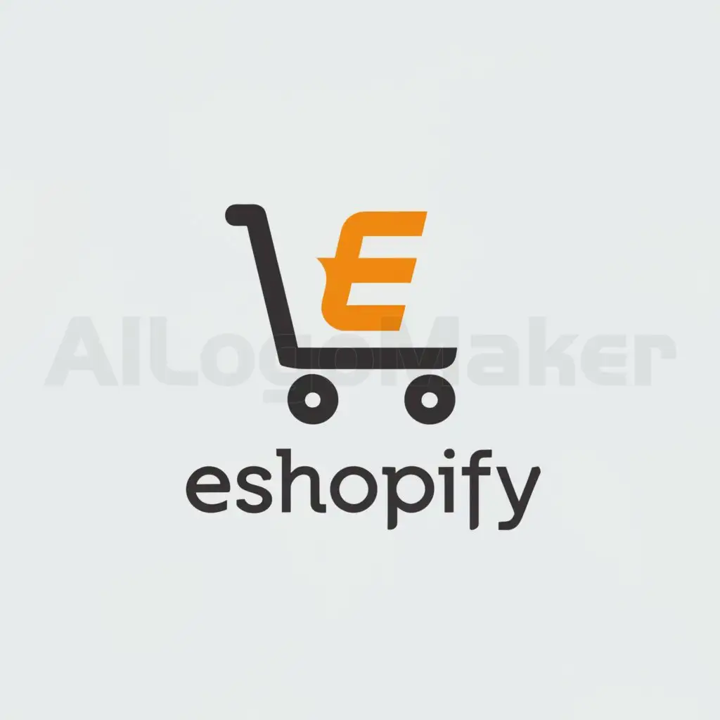 Logo-Design-For-E-Shopify-Sleek-Shopping-Cart-Emblem-on-Clean-Background